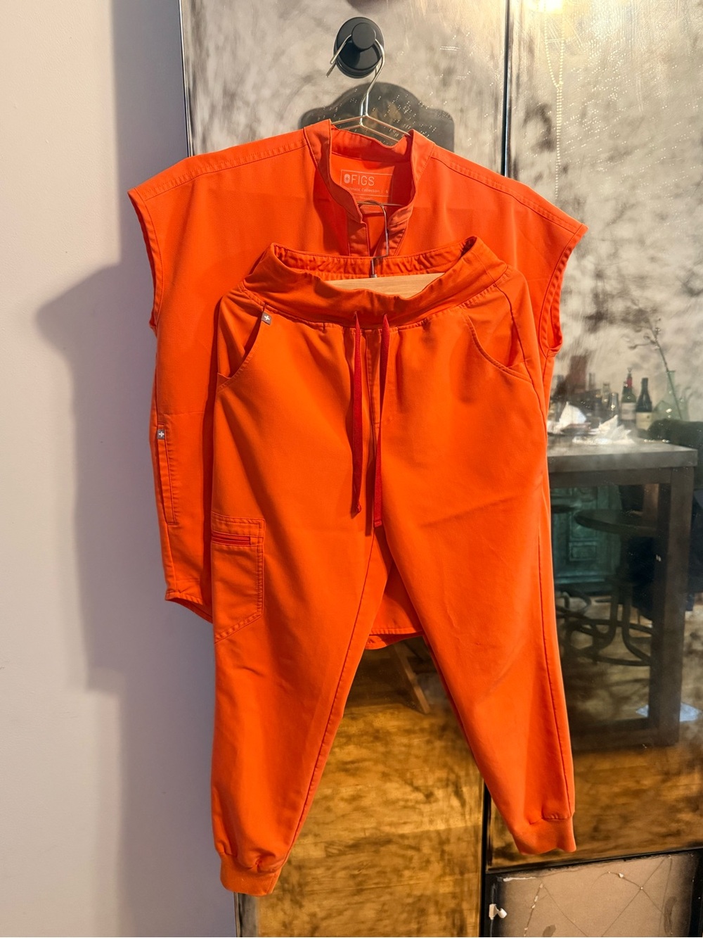 Figs Orange Women's Drawstring Joggers with Utility Pocket